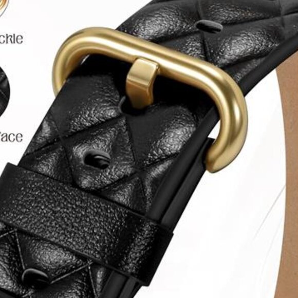 NEW Black Leather Stylish Luxury Apple Watch Band - Picture 3 of 5